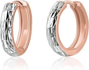 Sterling Silver Diamond Cut Ear Cuff Hinged Huggie Hoop Earrings, 14mm Diameter