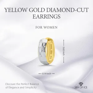 Sterling Silver Diamond-Cut Ear Cuff Hinged Huggie Small Hoop Earrings for Women, 15mm Diameter