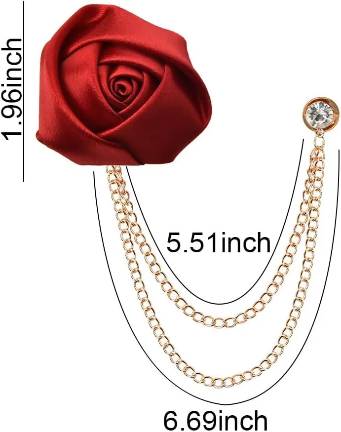 Suit Lapel Pin Rose Flower Brooch Pin Wedding Brooches for Men Tassel Chain Brooch Collar Pins Rose Brooch Pin Flower Lapel Pins for Men Fashion Bridegroom Wedding Brooches