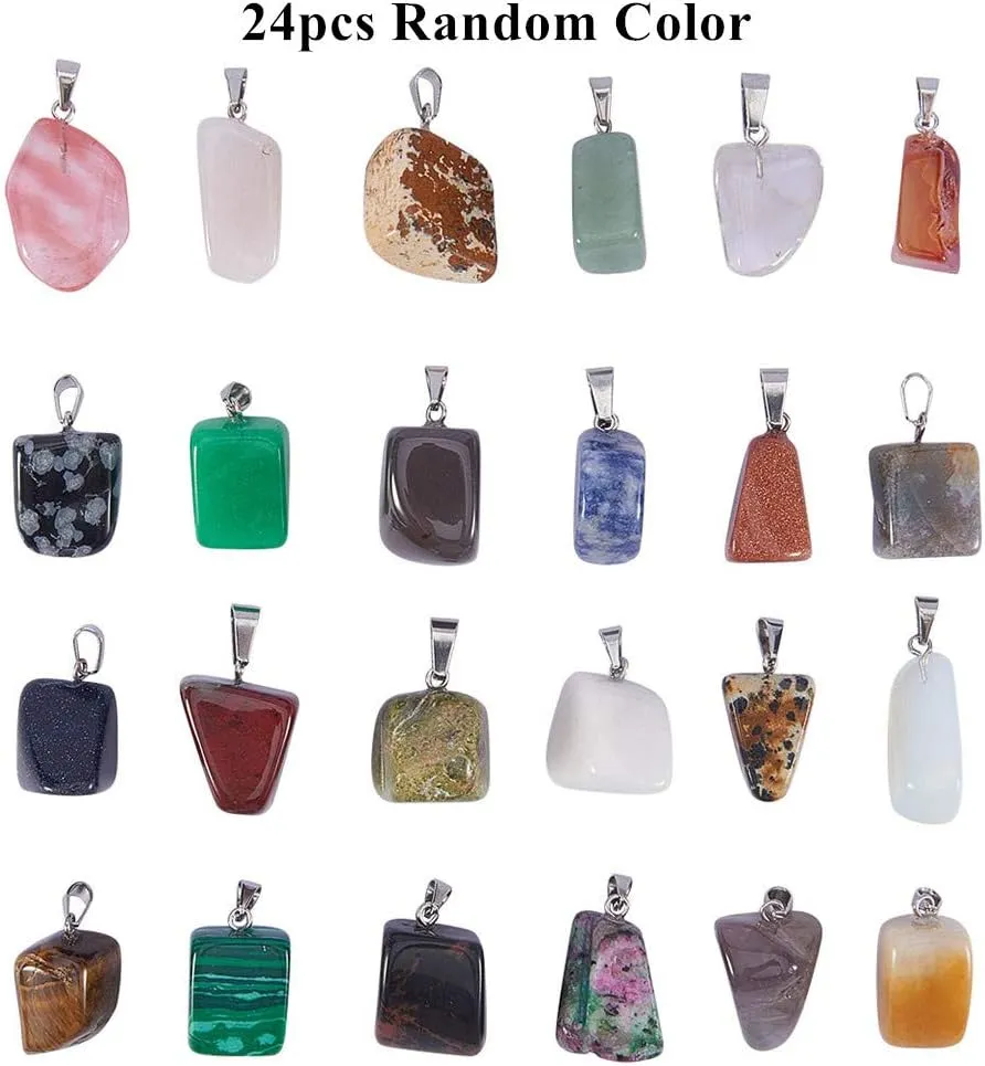 SUNNYCLUE Irregular Shape Healing Natural Chakra Beads Gemstone Pendants