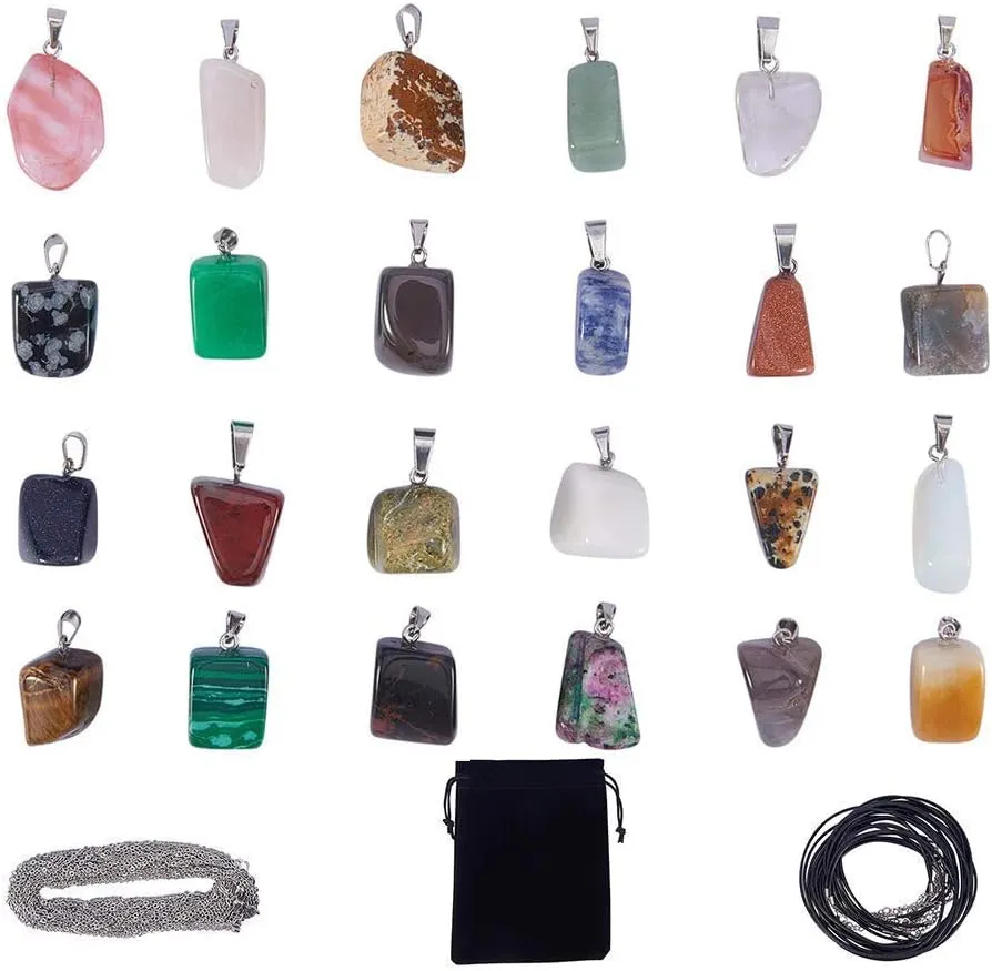 SUNNYCLUE Irregular Shape Healing Natural Chakra Beads Gemstone Pendants