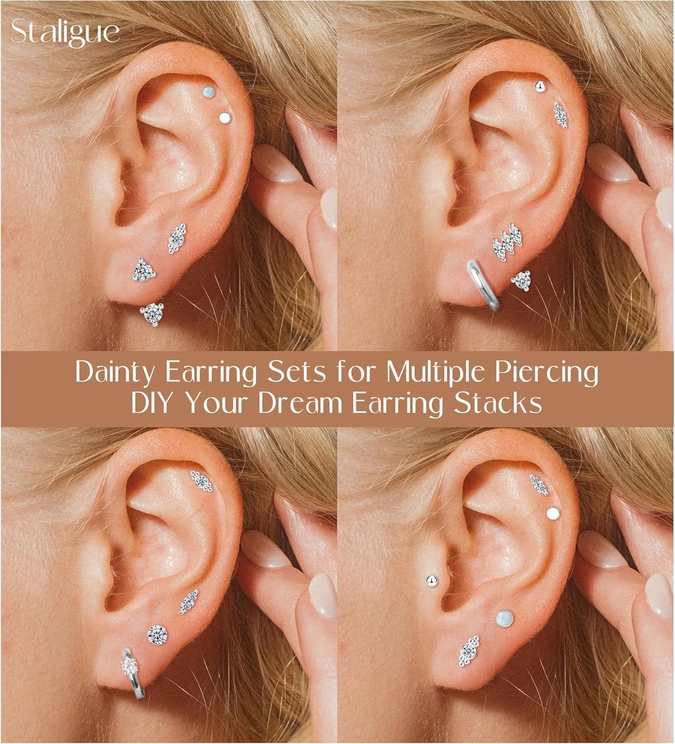 Surgical Steel Flat Back Earrings for Women Trendy,20G Flat Back Stud Earrings and Small Gold Hoop Huggies Earrings Sets for Multiple Piercing Hypoallergenic Gold Cartilage Earrings Stack Jewelry