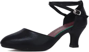 SWDZM Closed Toe Latin Ballroom Dance Shoes Women Salsa Bachata Dance Shoes Low Heel