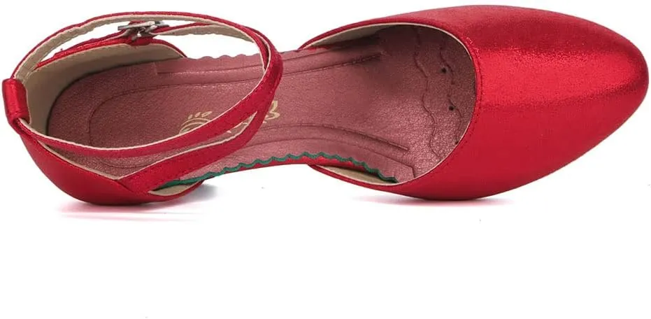 SWDZM Closed Toe Latin Ballroom Dance Shoes Women Salsa Bachata Dance Shoes Low Heel