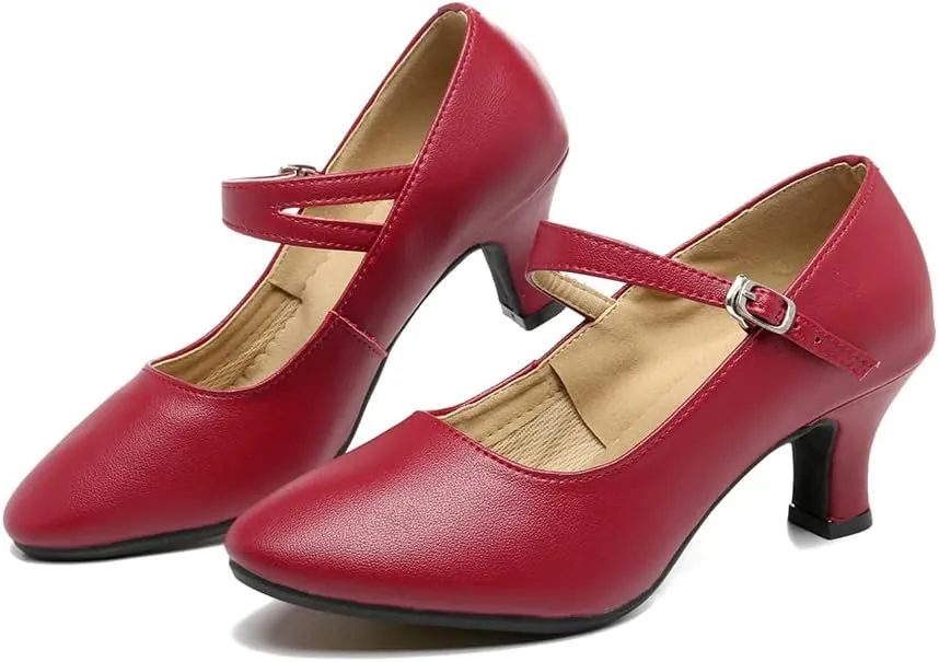 SWDZM Womens Ballroom Dance Shoes Closed Toe Latin Salsa Character Tango Practice Dancing Shoes