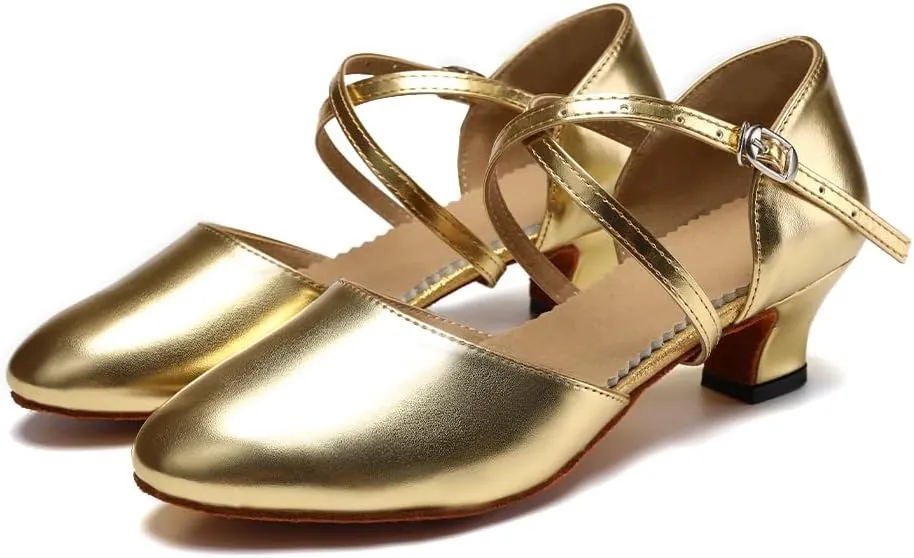 SWDZM Womens Ballroom Dance Shoes Closed Toe Latin Salsa Tango Social Practice Dance Shoes