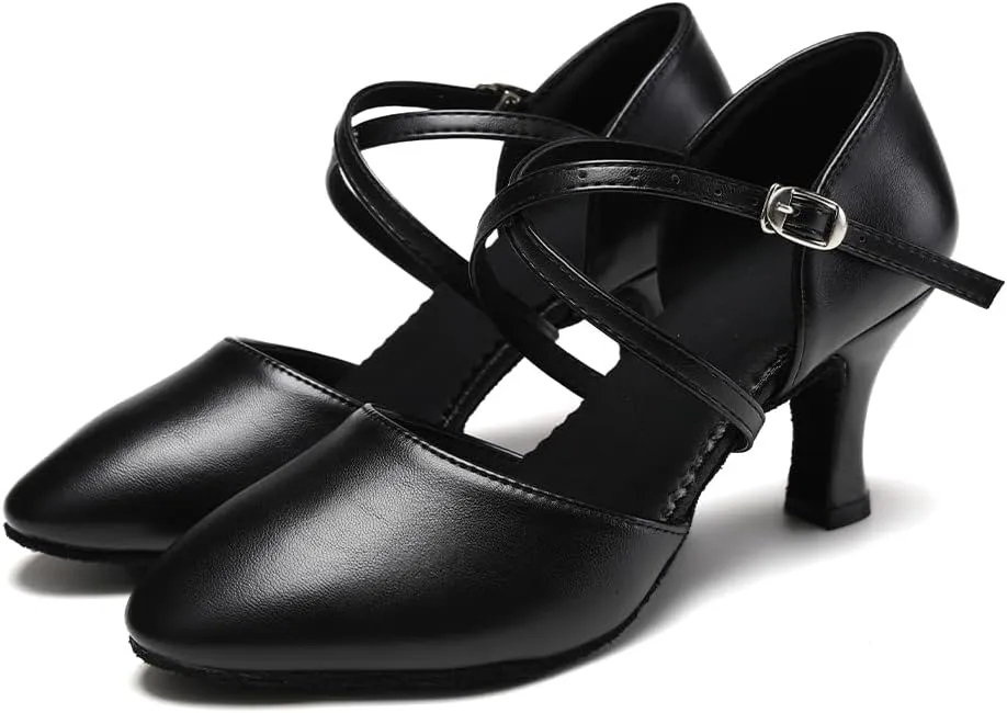SWDZM Womens Ballroom Dance Shoes Closed Toe Latin Salsa Tango Social Practice Dance Shoes