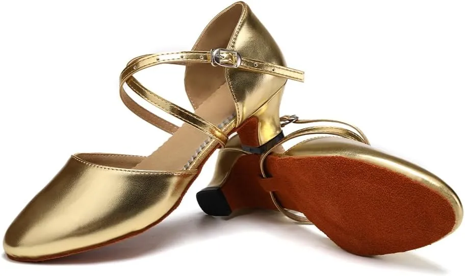 SWDZM Womens Ballroom Dance Shoes Closed Toe Latin Salsa Tango Social Practice Dance Shoes