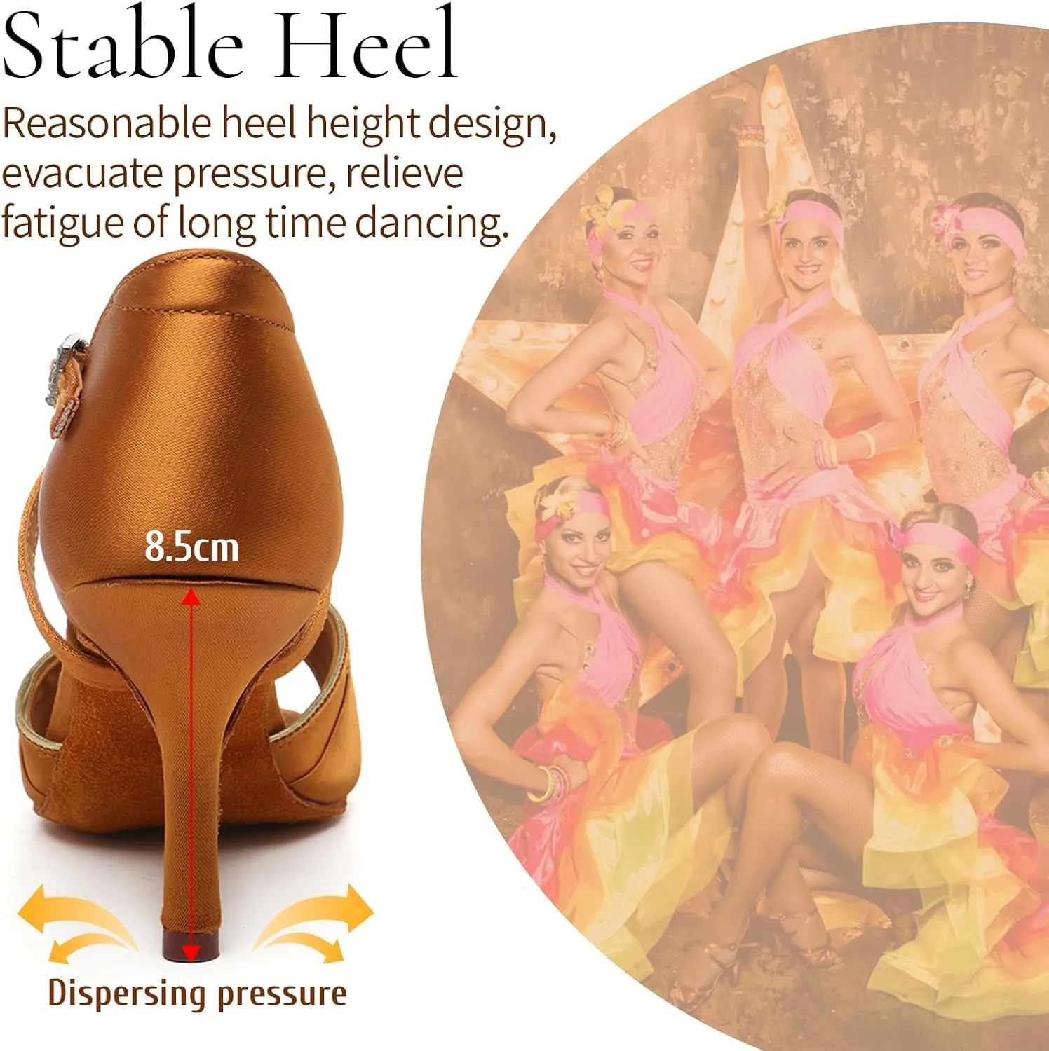 SWDZM Womens Latin Dance Shoes Satin Professional Ballroom Salsa Party Dancing Shoes with Strass