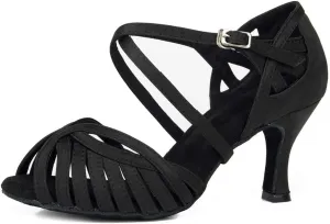 SWDZM Women's Latin Dance Shoes Satin Professional Ballroom Salsa Practice Performance Dance Shoes,Model-YCL380,