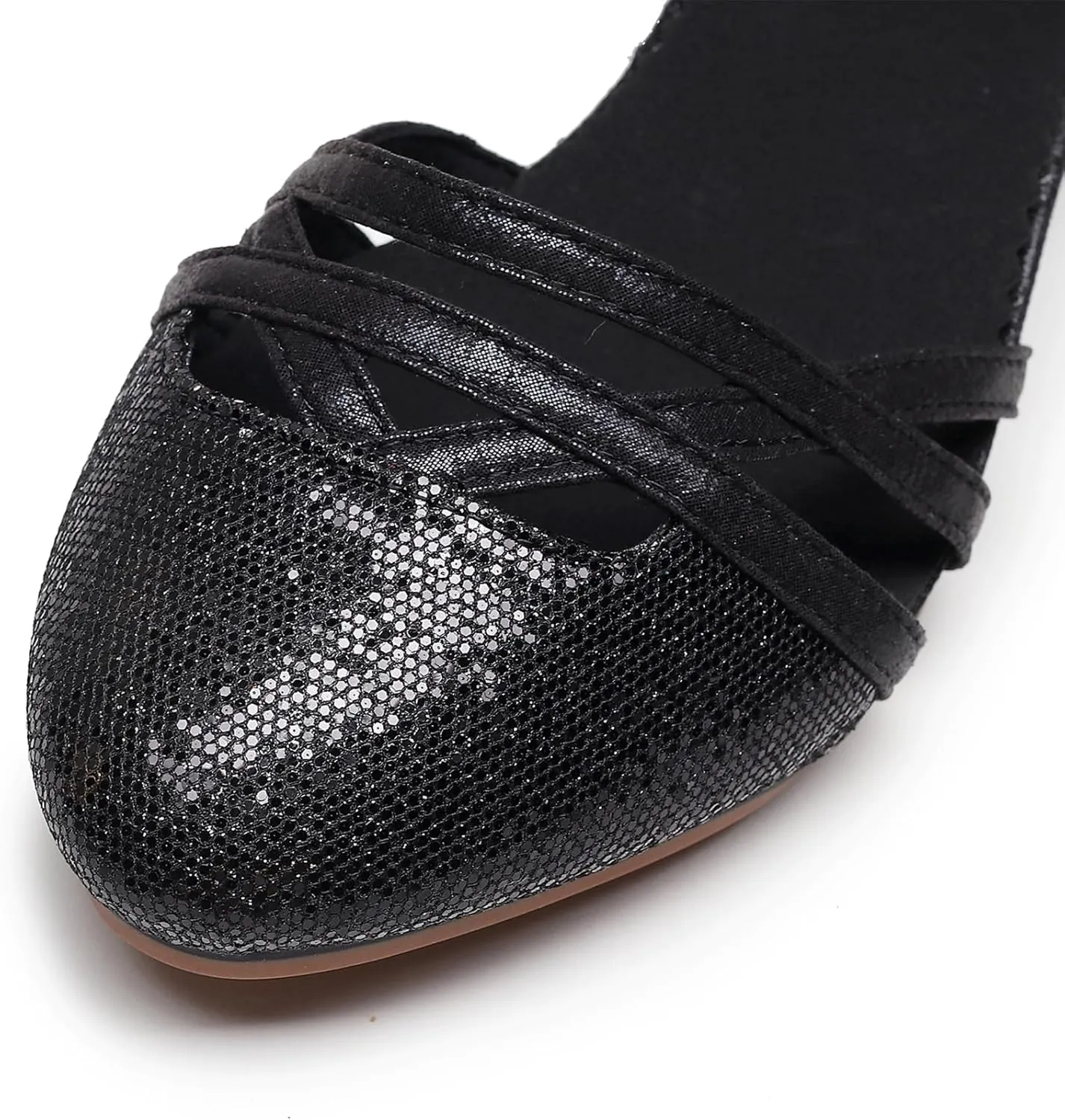 SWDZM Womens Tango Dance Shoes Ballroom Sequins Latin Dancing Shoes Closed Toe Low Heel