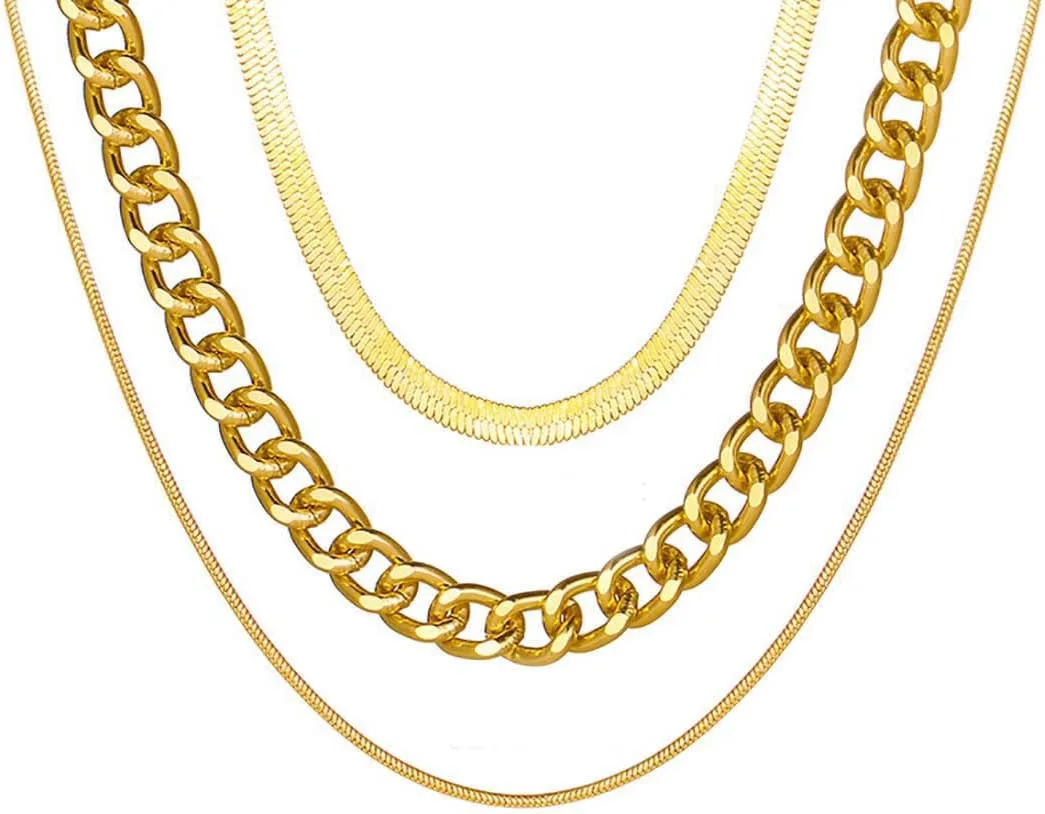 Tayel Punk Layered Snake Choker Necklaces Gold Thick Chunky Twist Circle Necklace Chain Jewelry Adjustable for Women