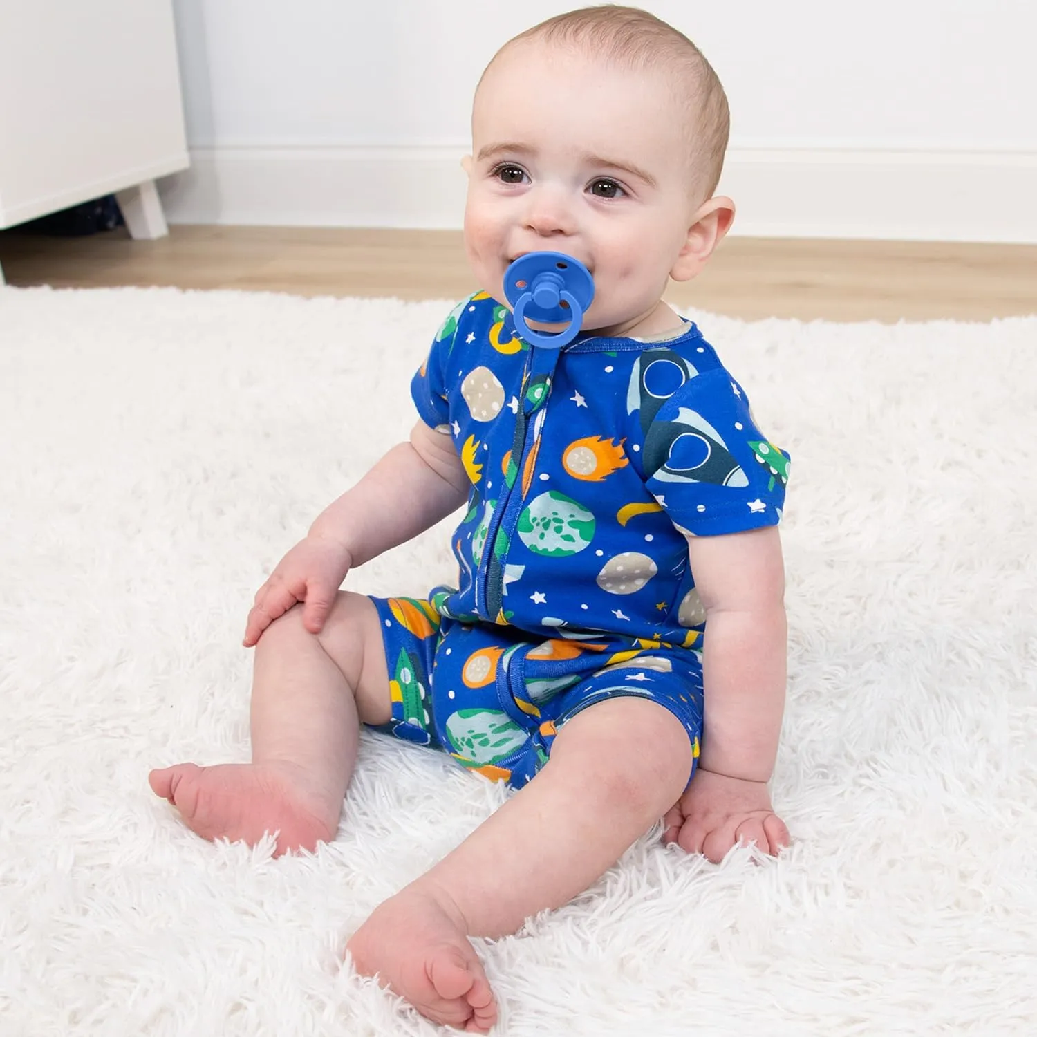 The Peanutshell Baby Boy Rompers 2 Pack - 100% Cotton Clothes, Rompers for Newborn, Infant, and Baby Boy - Space