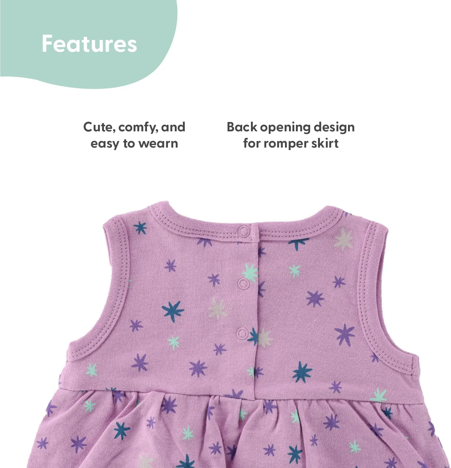 The Peanutshell Baby Girl Rompers 2 Pack - 100% Cotton Clothes and Dresses for Newborn, Infant and Baby Girls - Lilac Stars