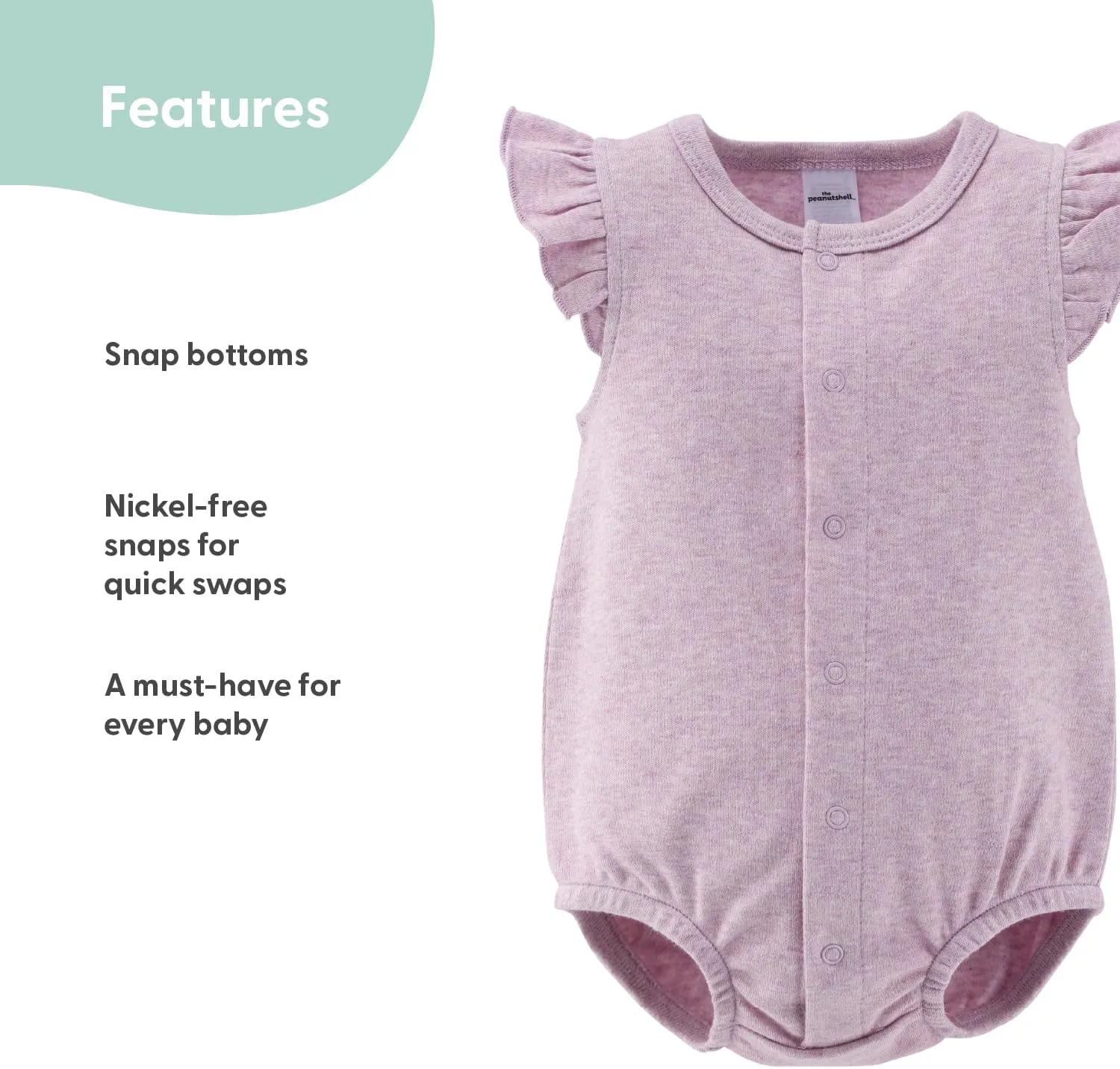 The Peanutshell Baby Girl Rompers 2 Pack - 100% Cotton Clothes and Dresses for Newborn, Infant and Baby Girls - Lilac Stars