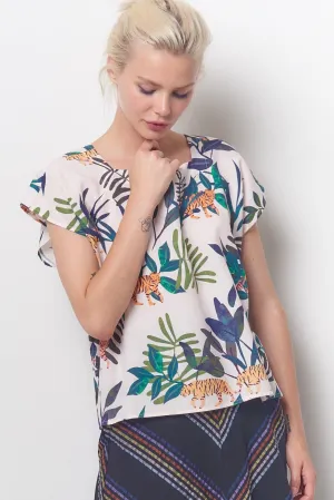 TINA Square Neck Top - Tiger