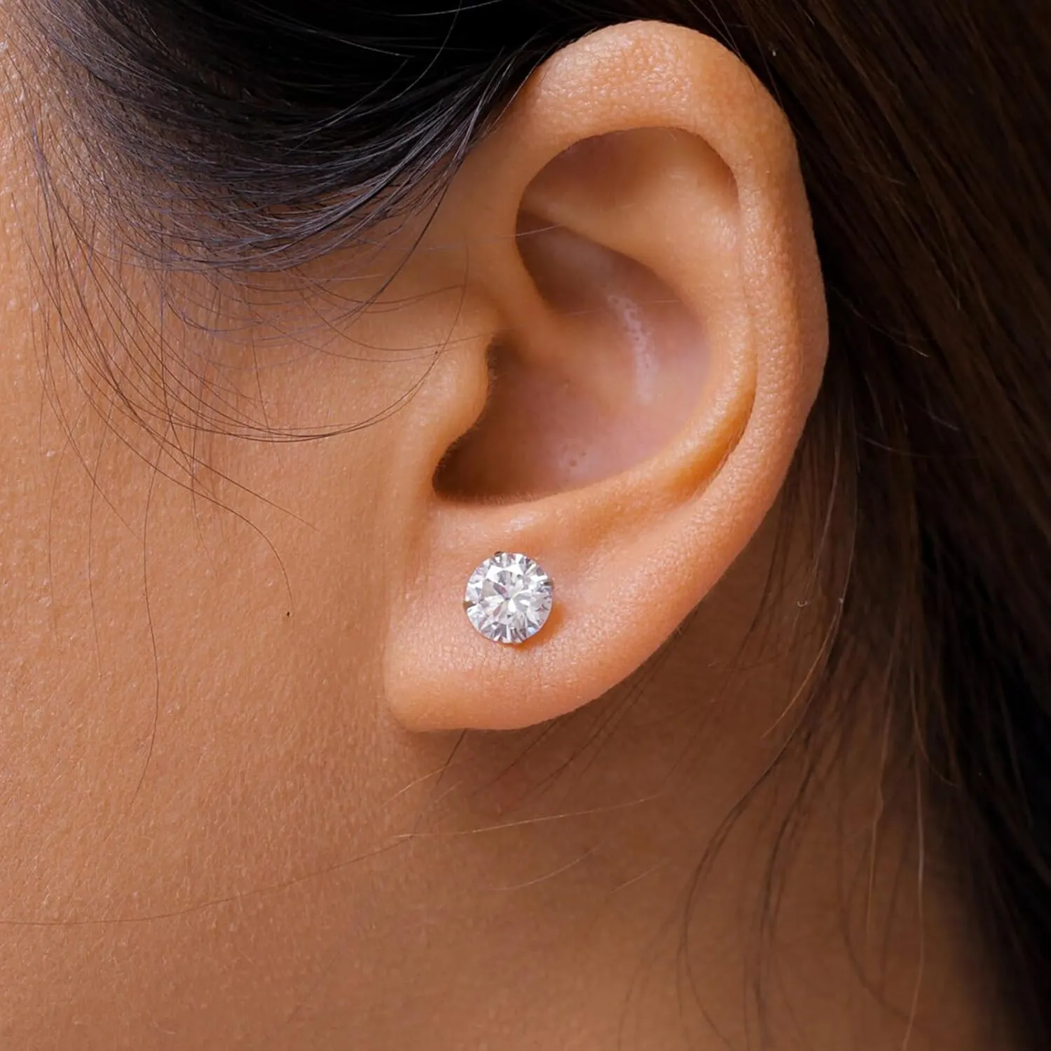 Titanium Earrings Push-in Threadless Flat Back Stud Earrings for Women Men, Cartilage Earring Hypoallergenic Cubic Zirconia Earrings Studs for Helix Tragus Piercing Jewelry