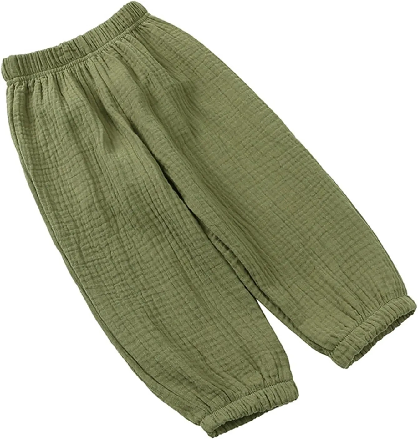 Toddler Girls Cotton linen loomers Harem Pants Basic Plain Trousers Lightweight Elastic Waist Long Pants