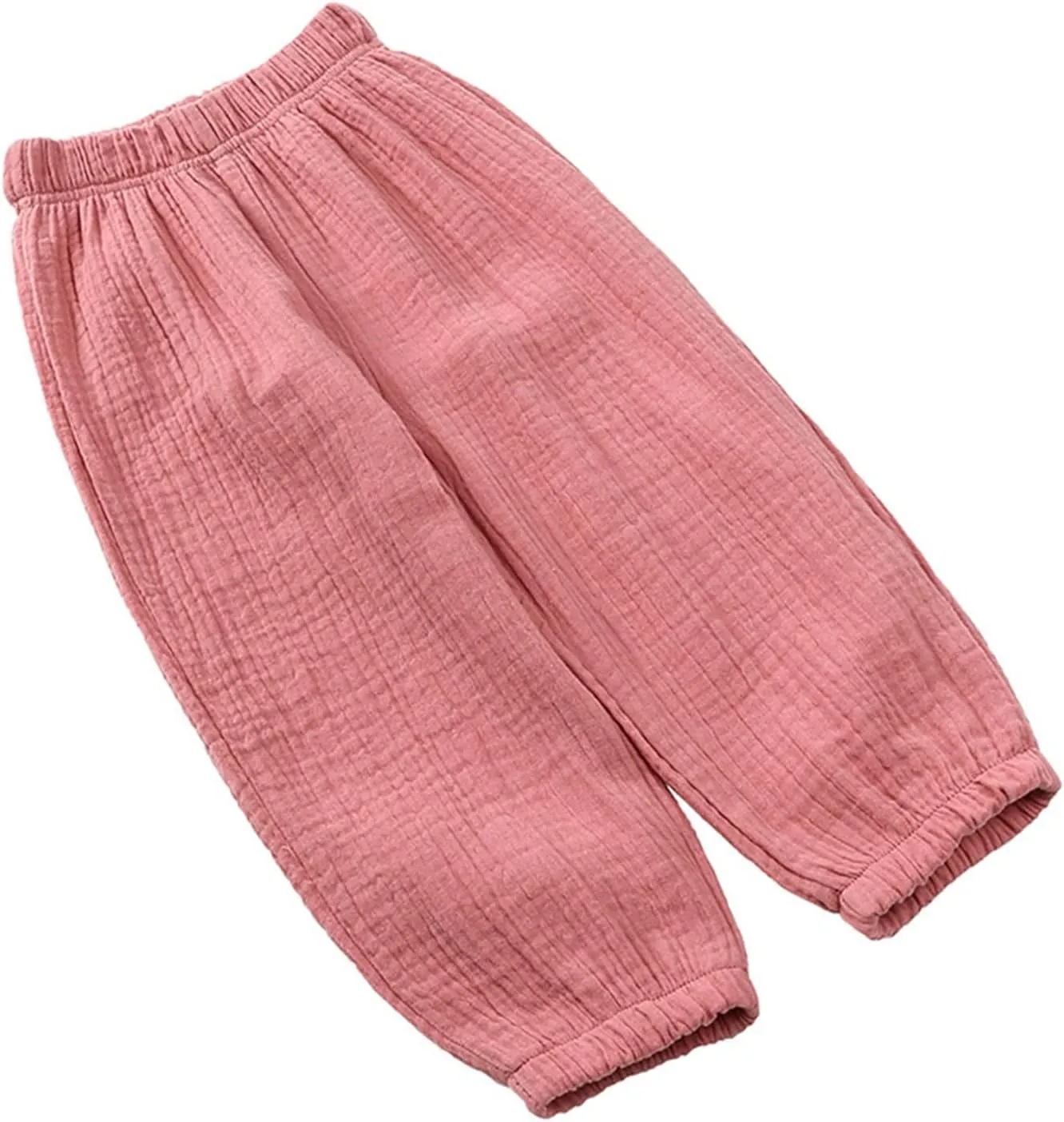 Toddler Girls Cotton linen loomers Harem Pants Basic Plain Trousers Lightweight Elastic Waist Long Pants