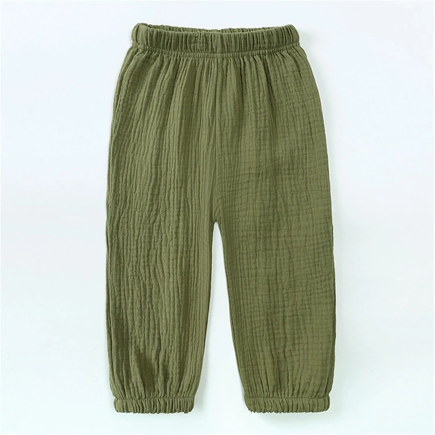 Toddler Girls Cotton linen loomers Harem Pants Basic Plain Trousers Lightweight Elastic Waist Long Pants