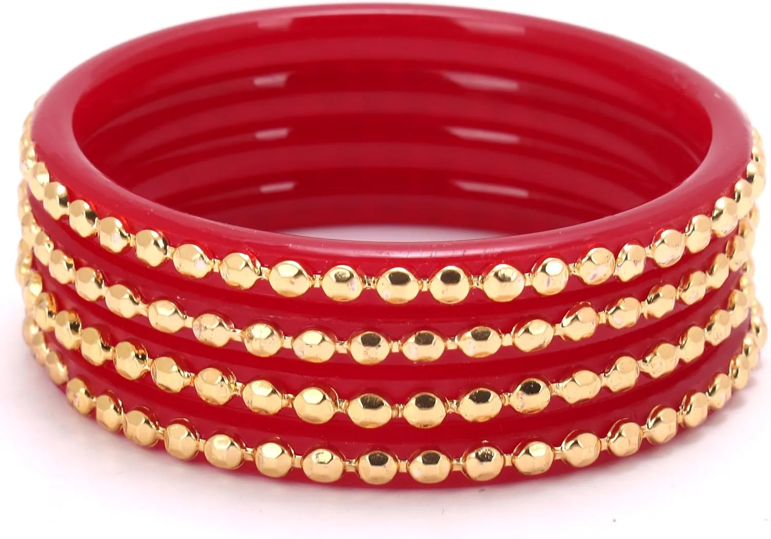 Tollywood Designer Women's Gold Plated Red Pea Pod Matar Pola Bangles Set of 4 Gift For Her Handcrafted Jewelry Indian Bangle Bracelets Kangan