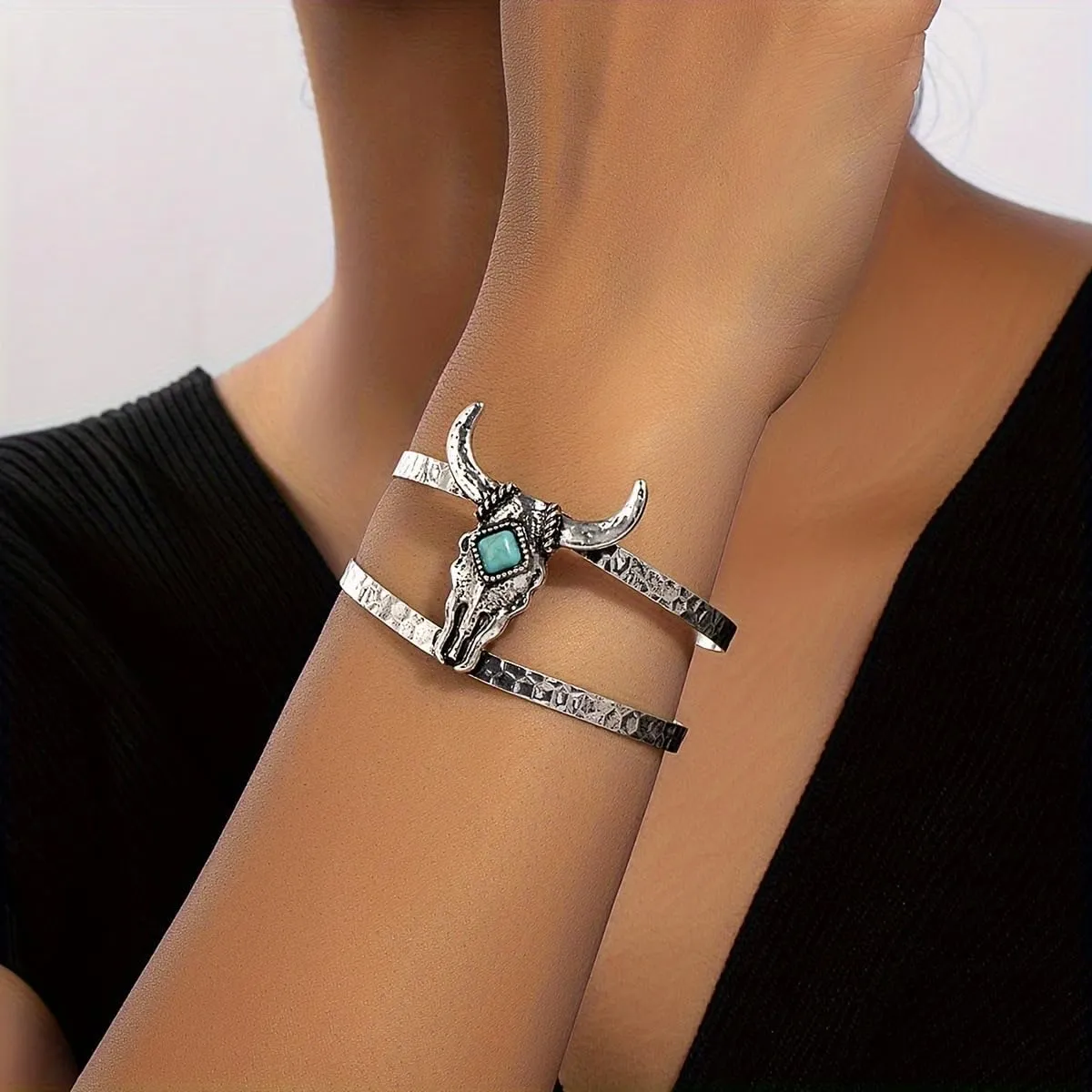 Turquoise Cuff Bracelet,South Western Cowgirl Bangle Bracelets Bohemian Gift for Women