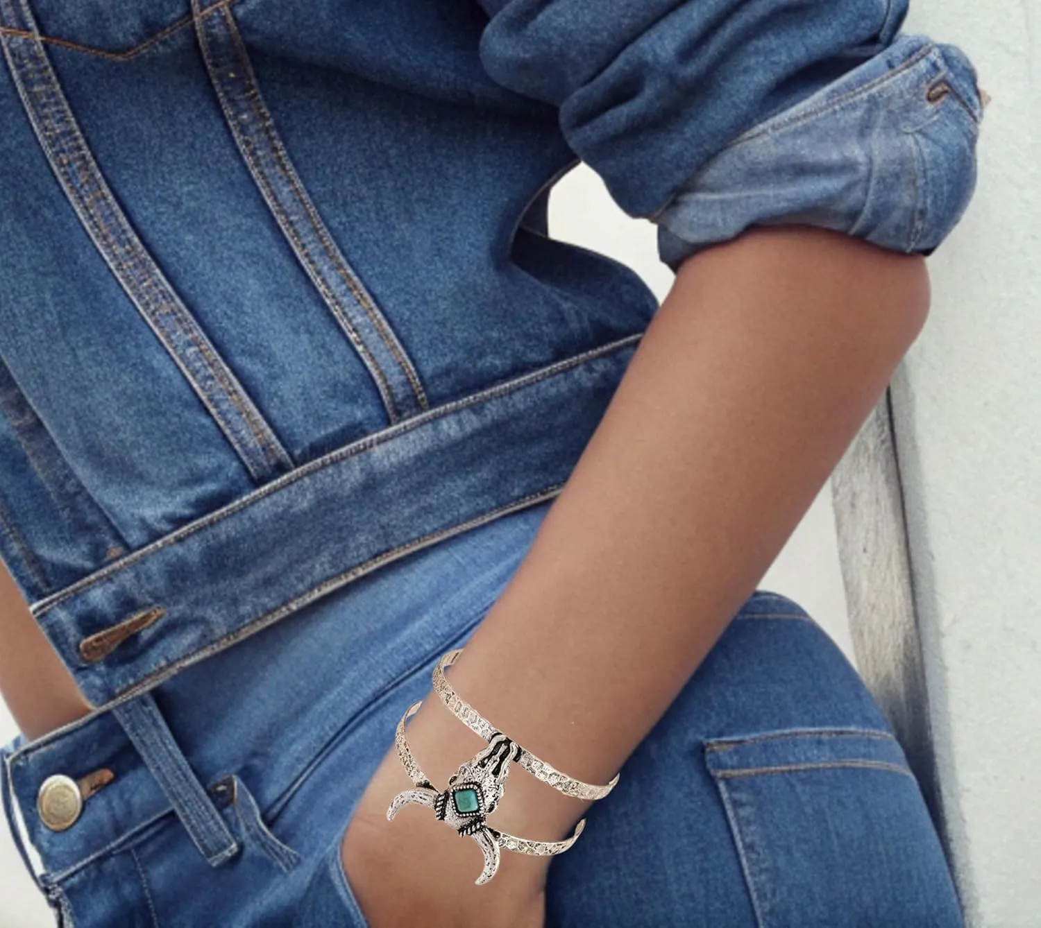 Turquoise Cuff Bracelet,South Western Cowgirl Bangle Bracelets Bohemian Gift for Women
