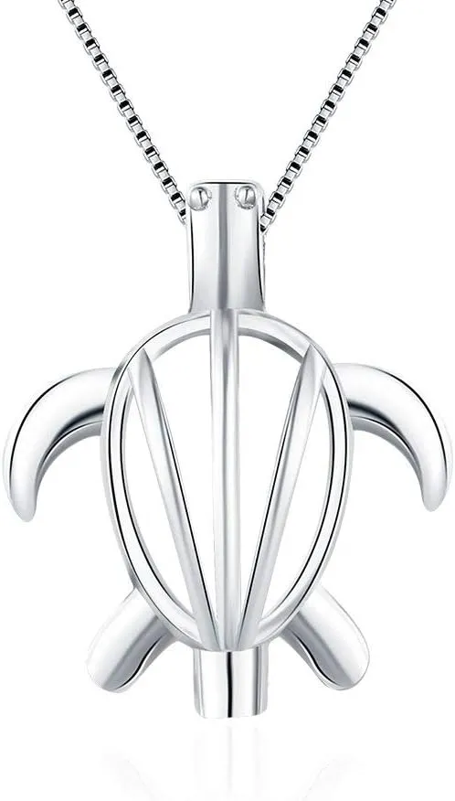 Turtle Cage Pendants for Pearl Jewelry Making Sterling Silver, Design Pearl Cage Pendants for Women