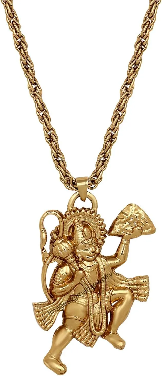 Unisex Bajrangbali Pavanputra Hanuman Pendant with Rope Chain for Men and Women Without Dori