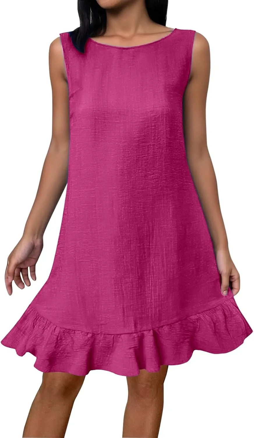 Vacation Dresses for Women 2025 Cute Halter Neck Mini Dress Sleeveless Solid Color Flowy Pleated Short Sundress