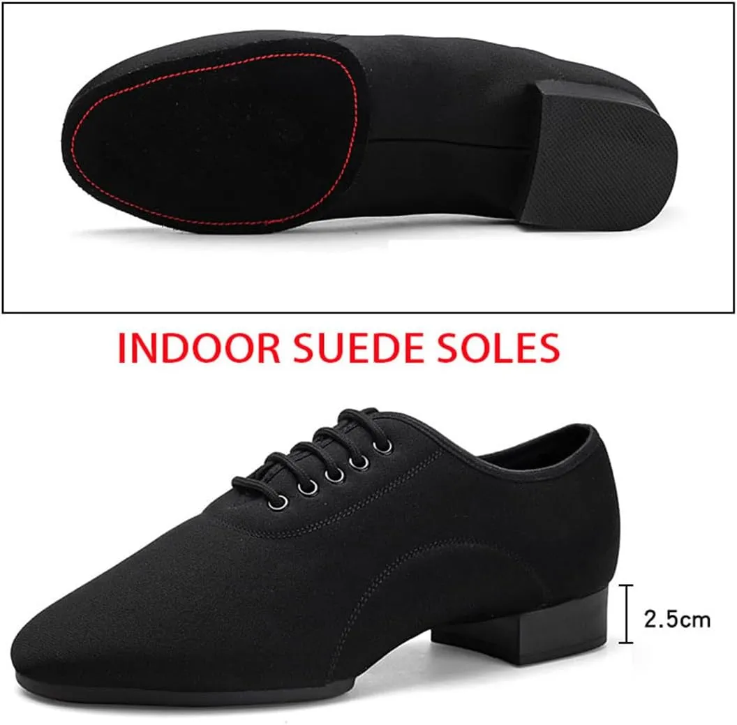 VEACAM Men's Ballroom Dance Shoes, Breathable Tango Salsa Latin Character Shoe Black Dancing Practice Shoe for Men