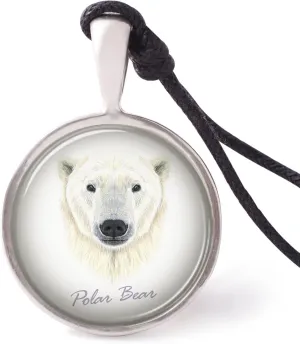 Vietguild's Portraits of Bear Necklace Pendants Pewter Silver Jewelry