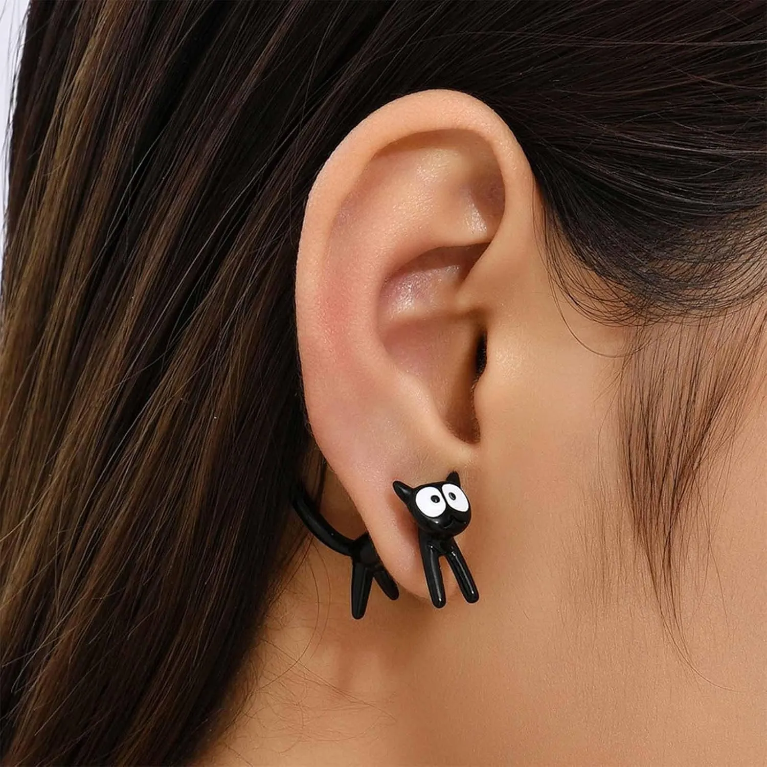 Vintage Cat Ear Jacket Earrings Cartoon Cat Earrings Cat Rockabilly Earrings Cute Cat Earrings Jewelry for Women