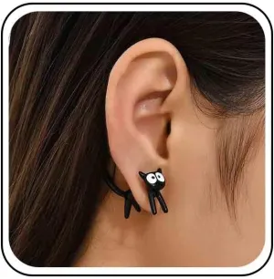 Vintage Cat Ear Jacket Earrings Cartoon Cat Earrings Cat Rockabilly Earrings Cute Cat Earrings Jewelry for Women