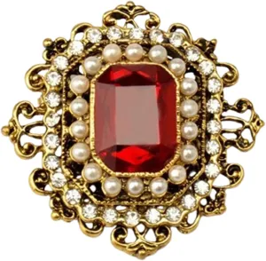 Vintage Crystal Pearl Brooch Pin for Women,Rhinestone Baroque Rectangle Shell Brooch Boho Victorian Style Brooches Lapel Pins Wedding Christmas Festival Ornament Jewelry