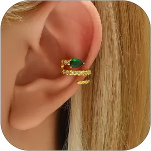 Vintage Cz Circle Cuff Earrings Punk Huggie Hoop Earrings Rhinestone Ring Helix Earrings Non Pierced Clip Earrings