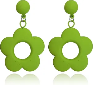 Vintage Flower Earrings Colorful Floral Earrings Big Acrylic Daisy Flower Dangle Earring Peace Sign Daisy Jewelry Gifts for Women