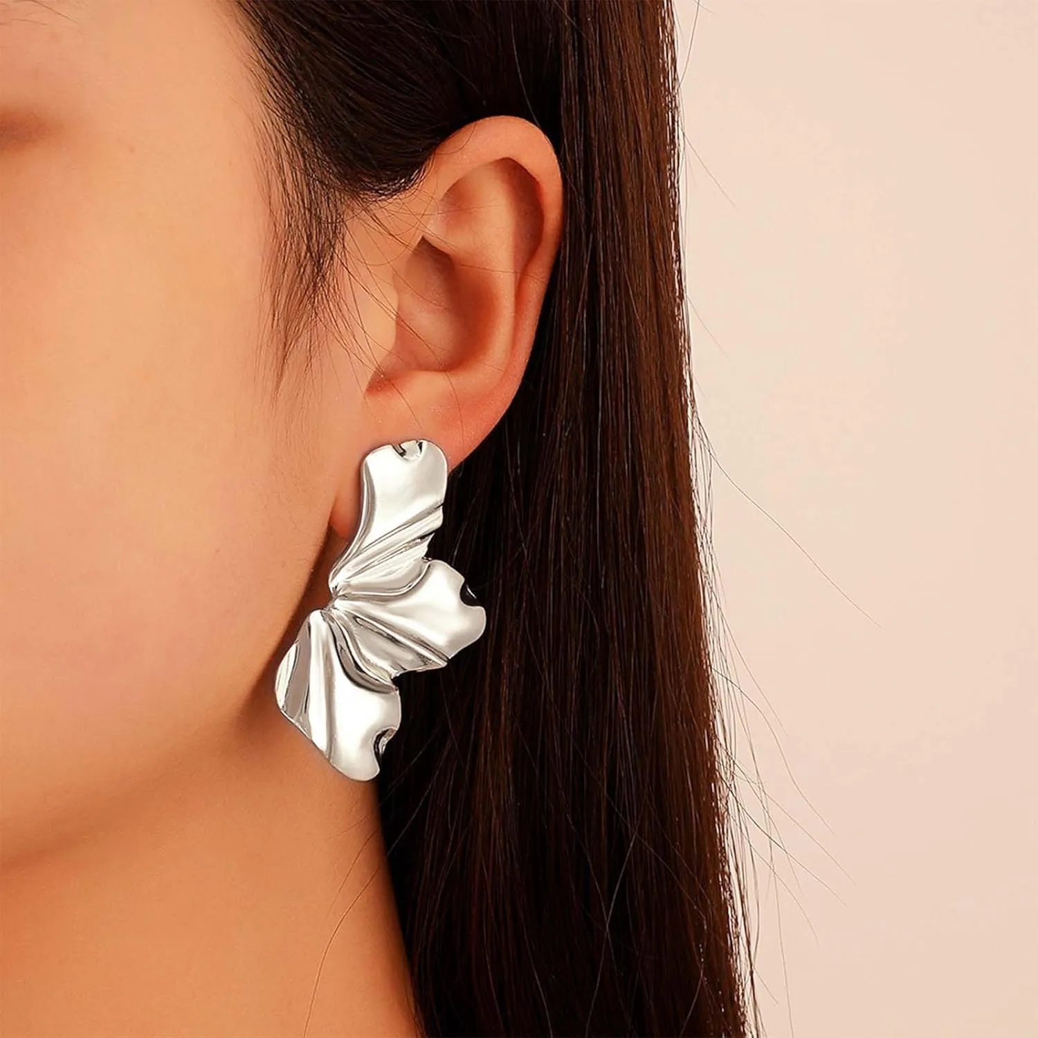 Vintage Mate Flower Stud Earrings Flower Earrings Half Flower Earrings Gold Flower Drop Earrings Jewelry for Women (Gold)