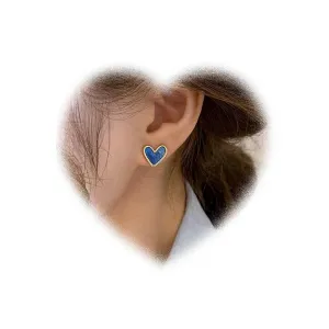W WEILIRIAN Vintage Enamel Heart Earrings for Women Love Heart Stud Earrings Blue Heart Earrings Heart Shape Earrings Bohemian Love Earrings Bohemian Heart Earrings for Teen Girls Gifts