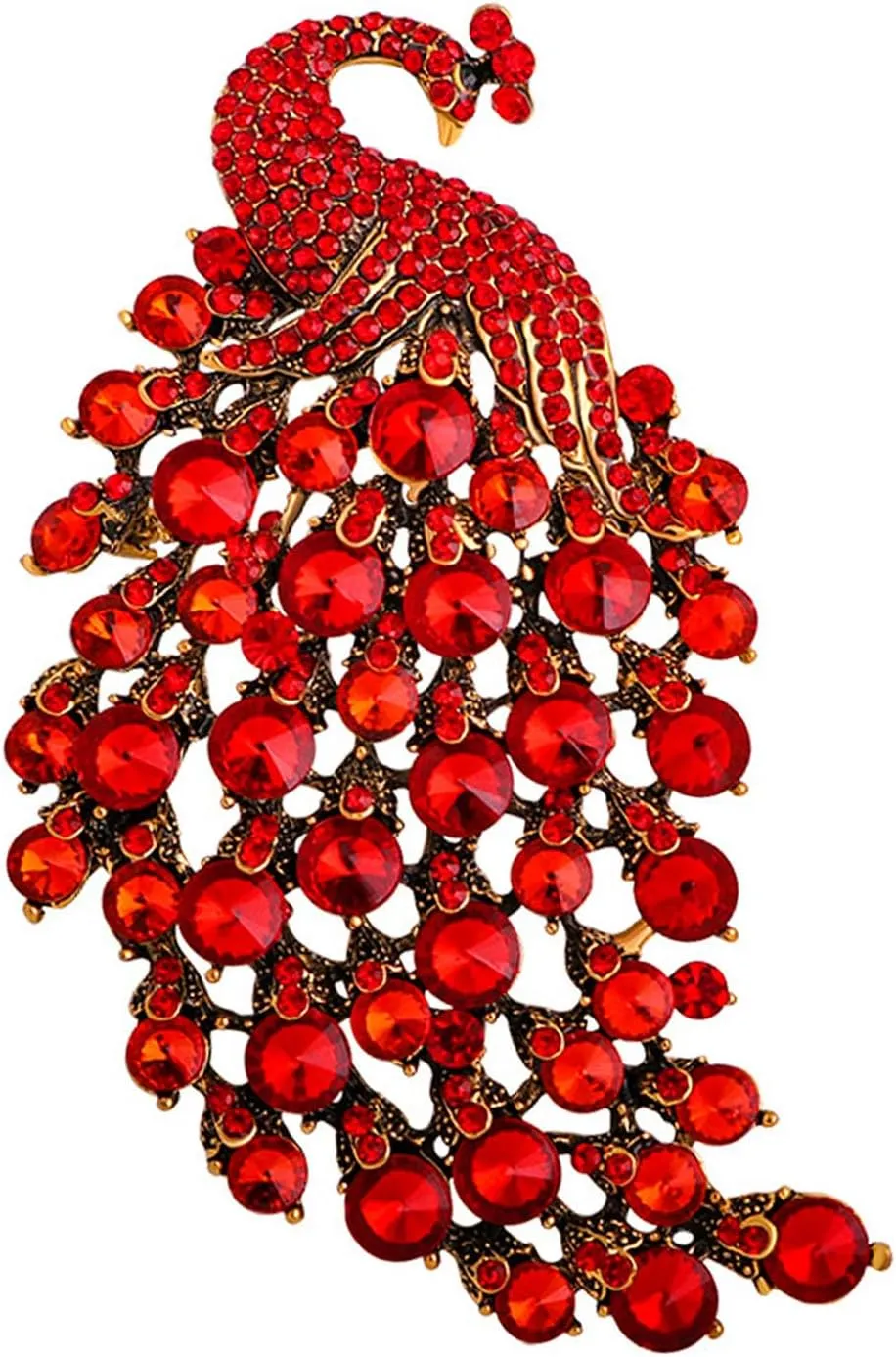 WCRAZYE Rhinestone Peacock Brooch Pin for Women Girls Fashion Exquisite Exaggerated Big Crystal Bird Animal Brooches Lapel Pins Elegant Dress Accessories Wedding Christmas Birthday Jewelry Gift