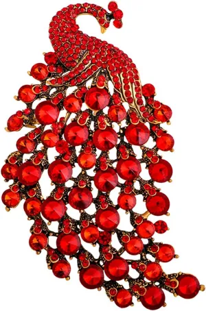 WCRAZYE Rhinestone Peacock Brooch Pin for Women Girls Fashion Exquisite Exaggerated Big Crystal Bird Animal Brooches Lapel Pins Elegant Dress Accessories Wedding Christmas Birthday Jewelry Gift