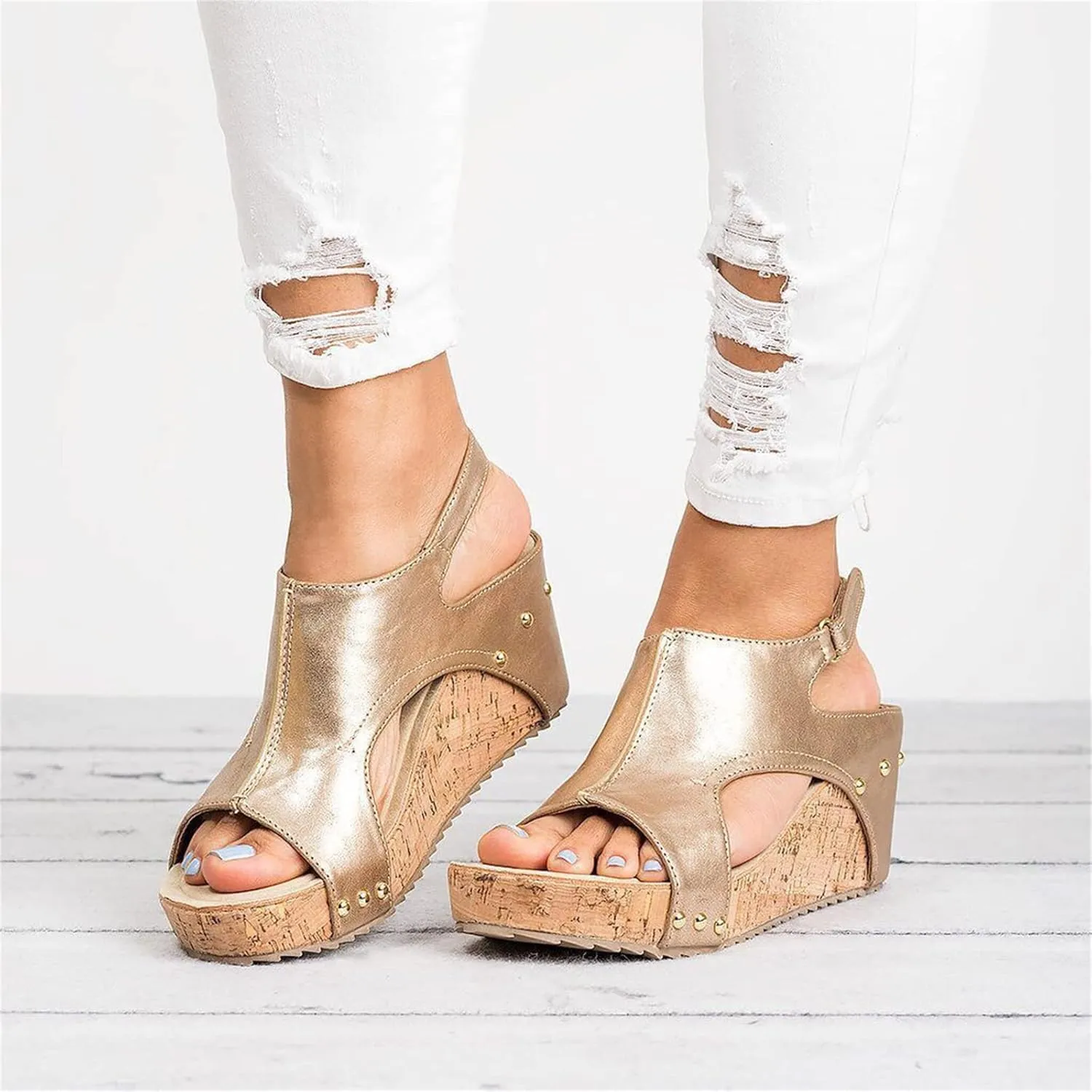 Wedge Sandals For Women Comfortable Dressy Open Toe Ankle Strap Casual Flatform Platform Sandals Slip on Summer Dress Shoes