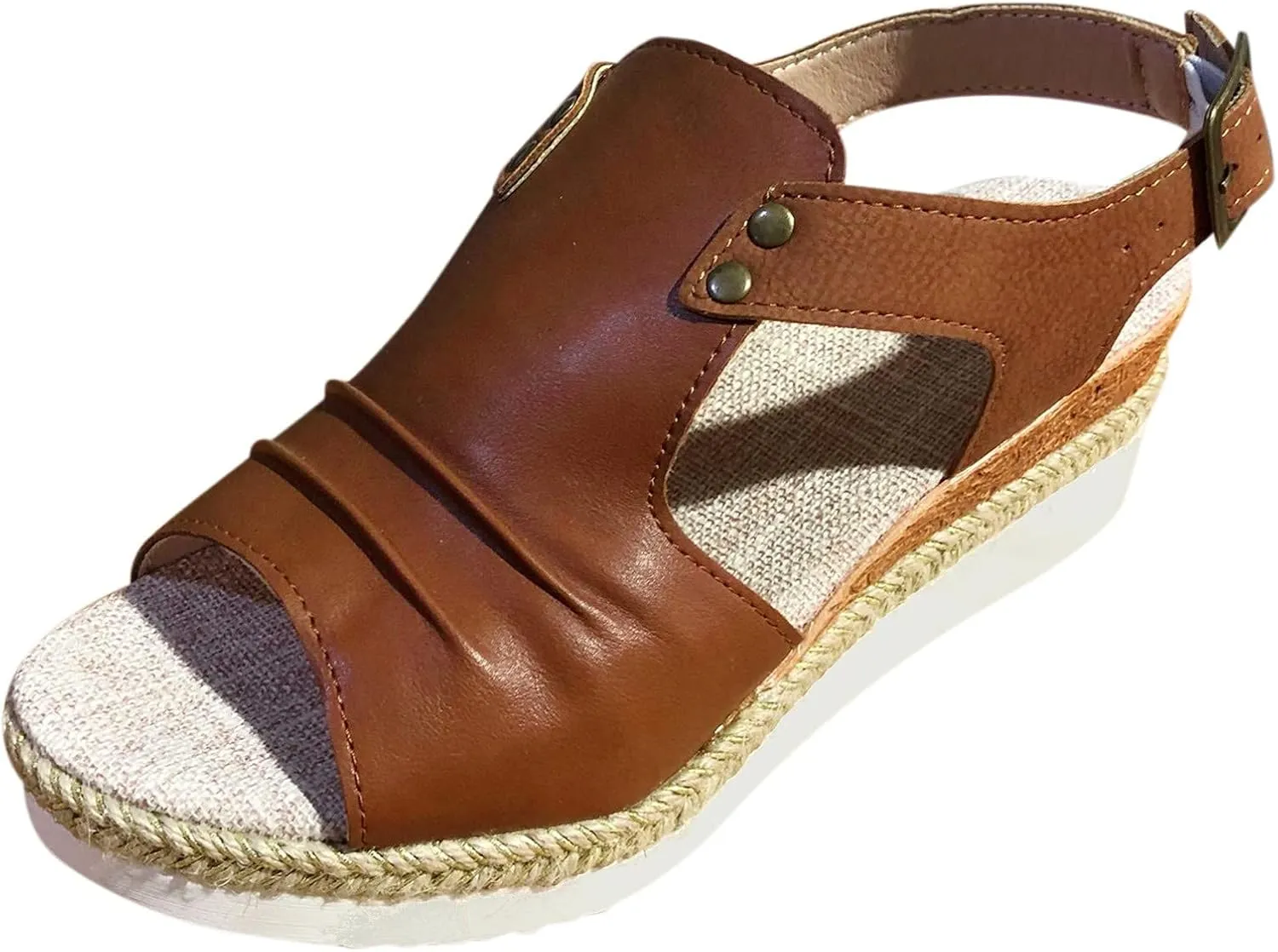 Wedge Sandals for Women Dressy Summer,Platform Wedges for Women,Womens Espadrilles Open Toe Sandals Comfortable Dressy Ankle Strap Slip On Sandals Orthopedic Sandals Casual