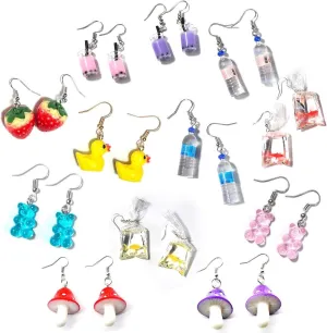 Weird Earrings Aesthetic Earrings Quirky Cute Kawaii Funny Crazy Earrings for Women and Teen Girls