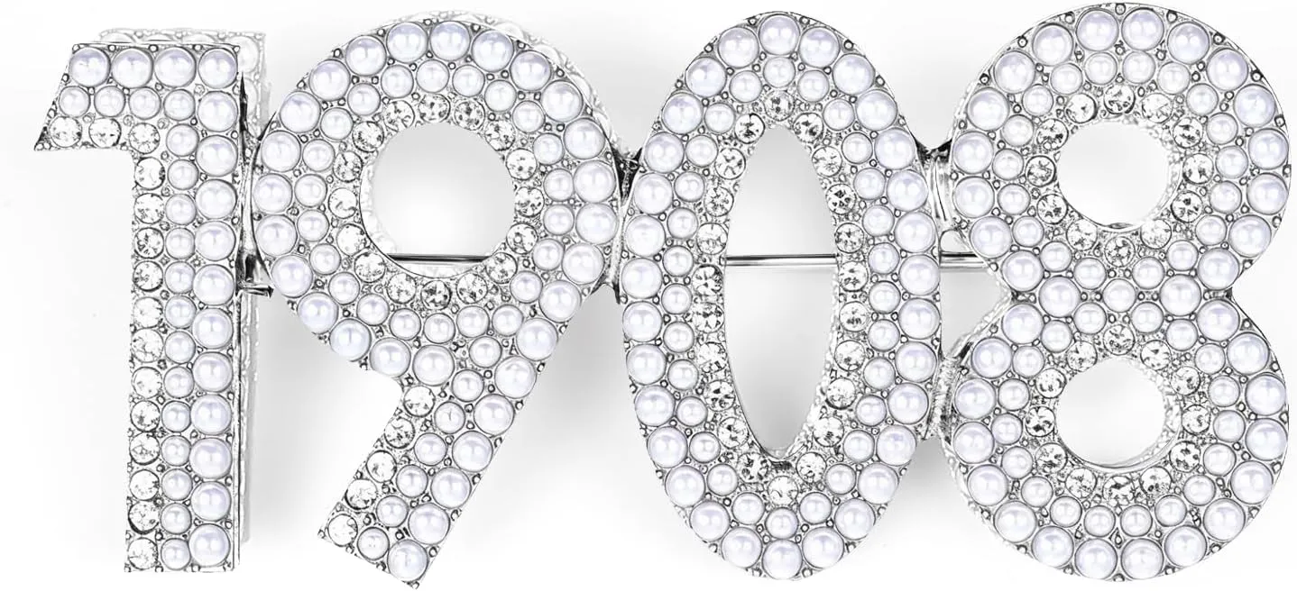 White Sorority Jewelry Elephant Soror Brooch Pin Gift Greek Sorority Gift, Sorority Society Figure Metallic White Pearl Brooch, Celebrity Designer Pearl Rhinestone Pins Brooches Gift