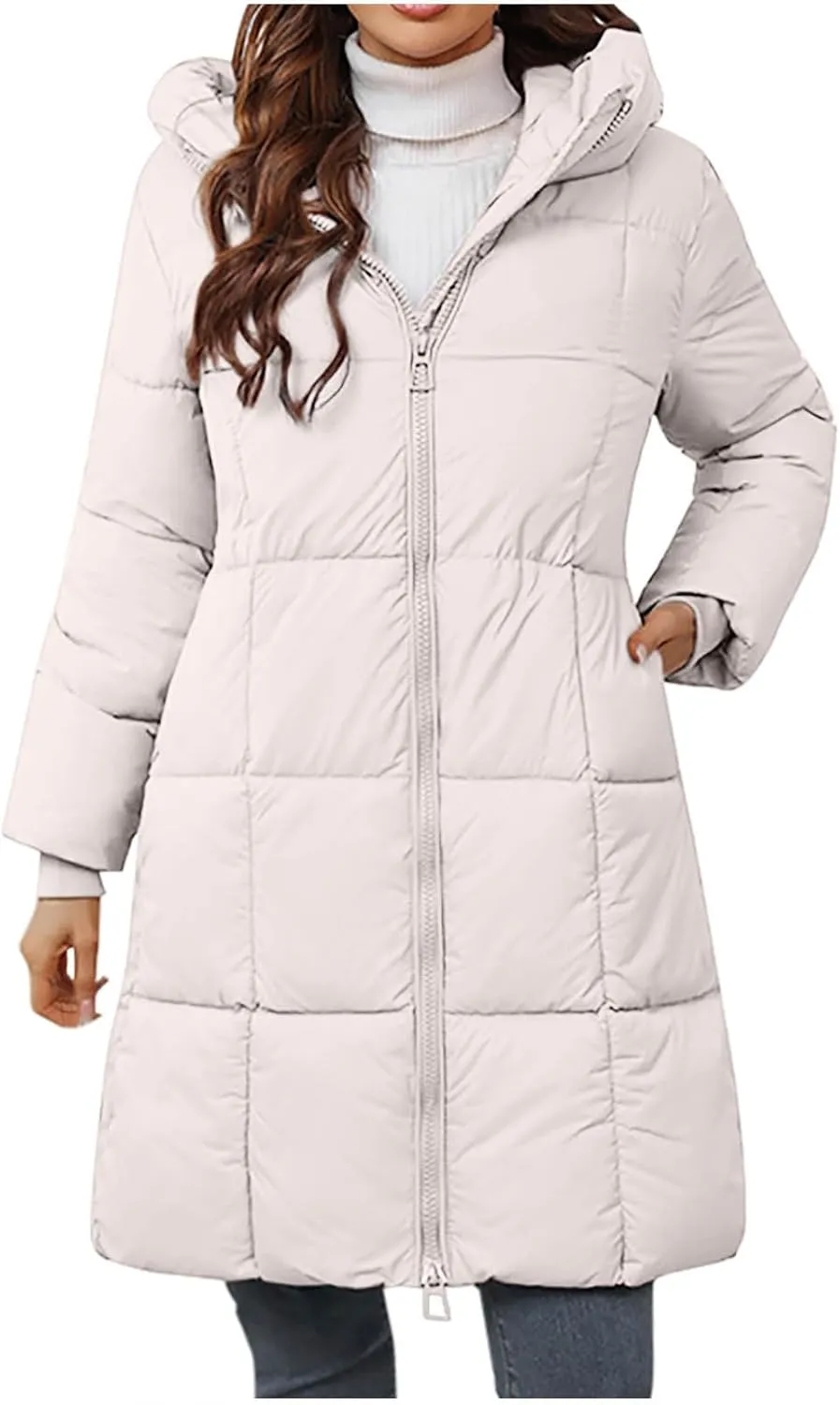 Winter Quilted Jackets for Women Windproof Thick Warm Down Coats Long Hooded Zip Up Fashions Puffer Jacket Outerwear