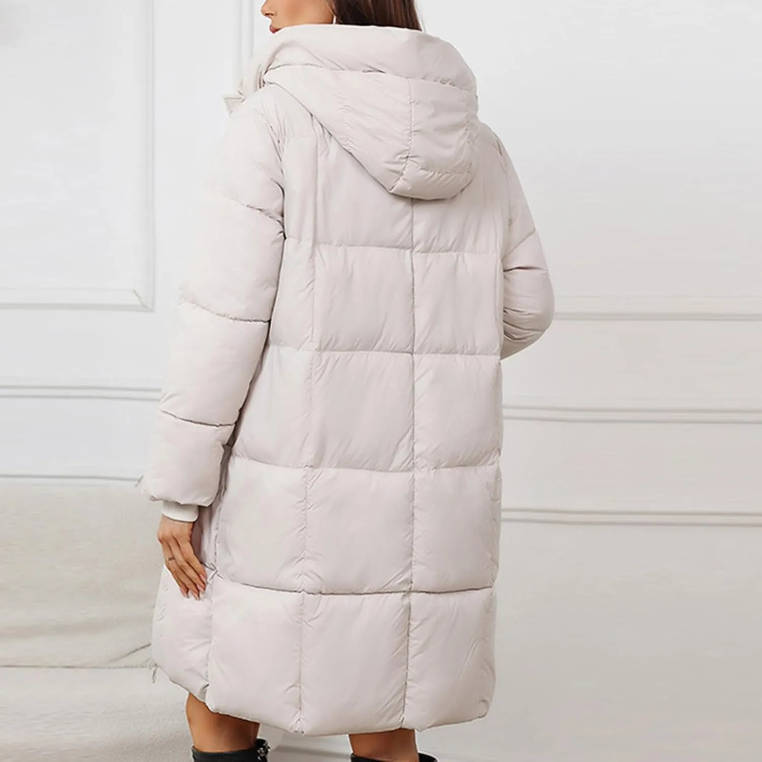 Winter Quilted Jackets for Women Windproof Thick Warm Down Coats Long Hooded Zip Up Fashions Puffer Jacket Outerwear