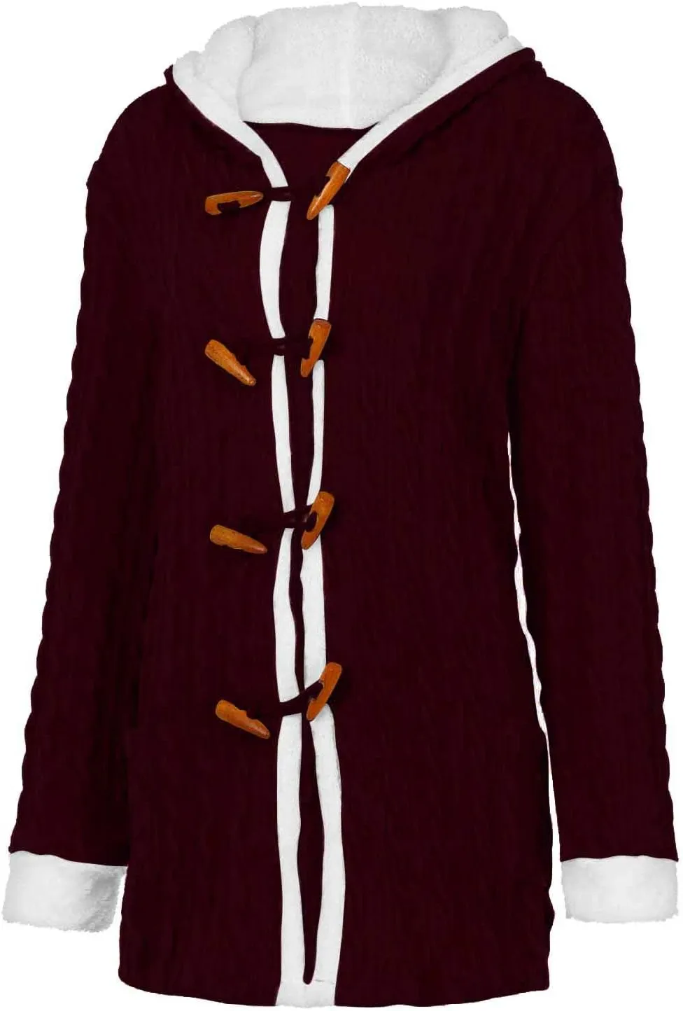 Women Casual Knit Button Long Sleeve Thick Warm Hooded Cardigan Coat Loose Long Sleeve Knit Lightweight Cardigans
