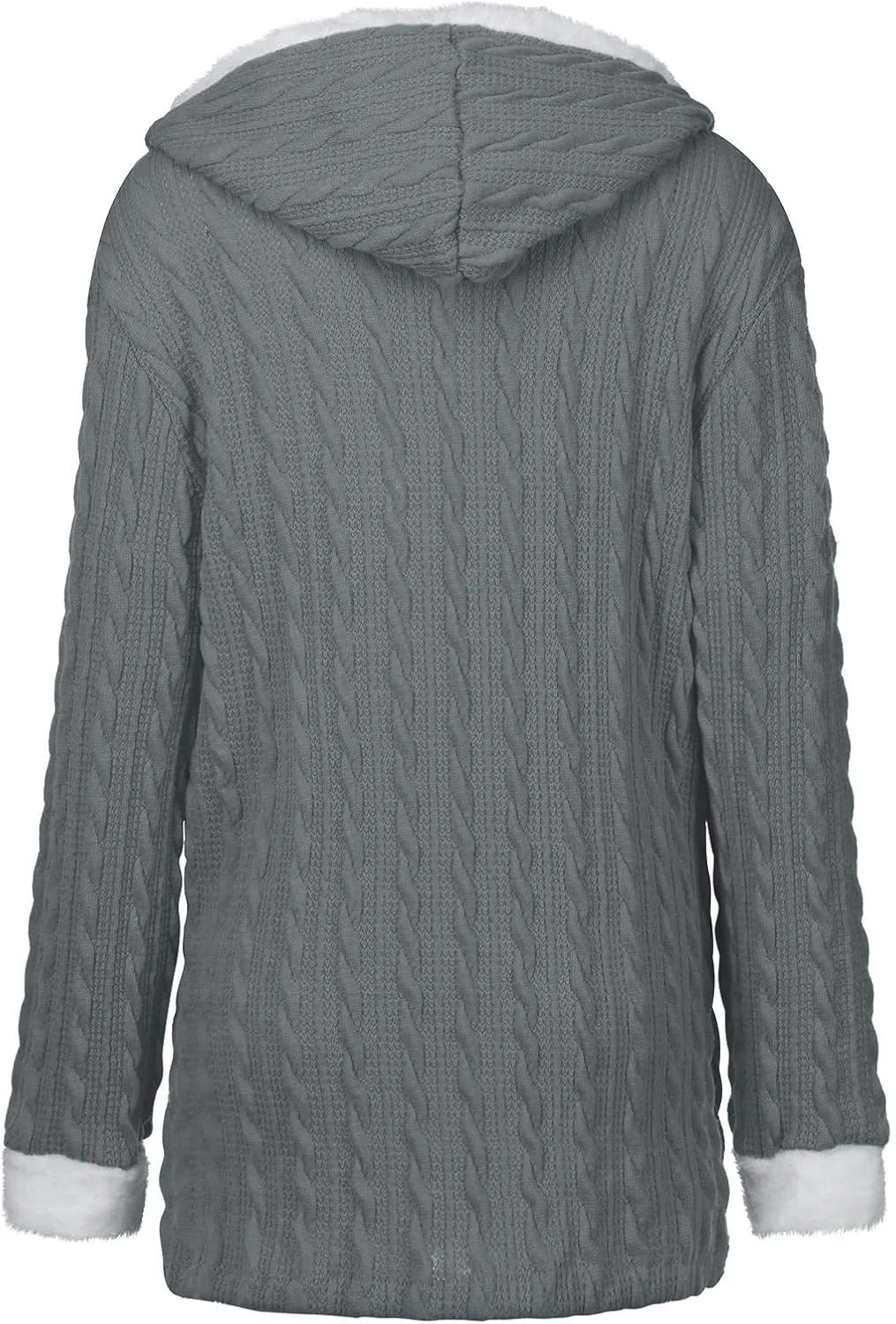 Women Casual Knit Button Long Sleeve Thick Warm Hooded Cardigan Coat Loose Long Sleeve Knit Lightweight Cardigans
