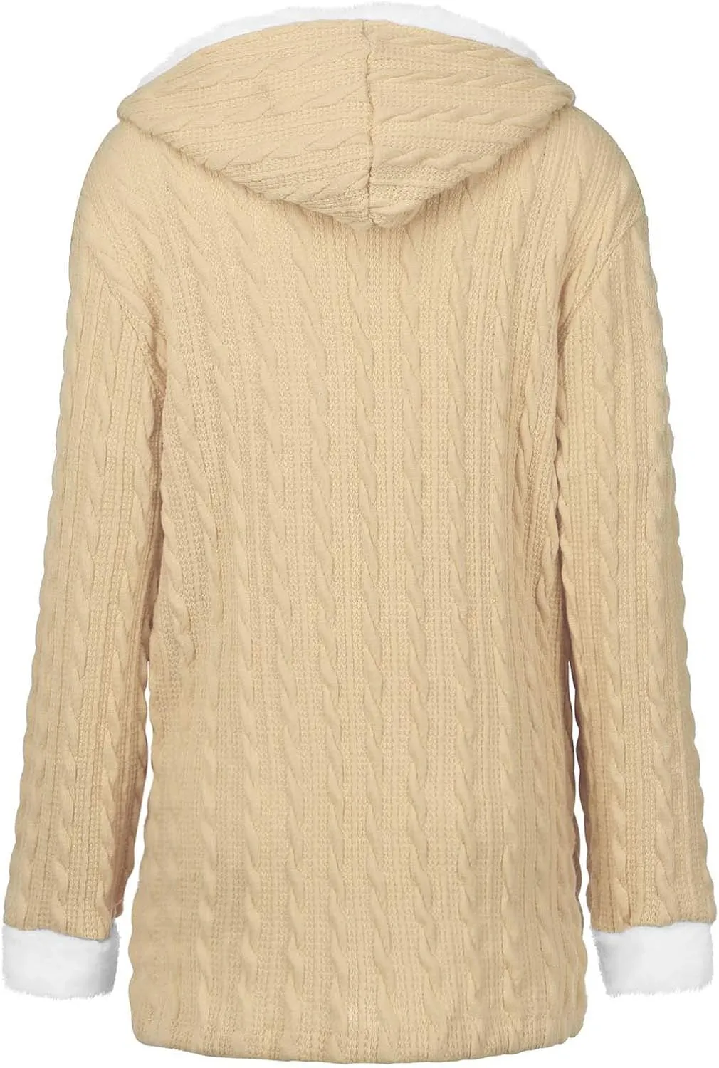 Women Casual Knit Button Long Sleeve Thick Warm Hooded Cardigan Coat Loose Long Sleeve Knit Lightweight Cardigans
